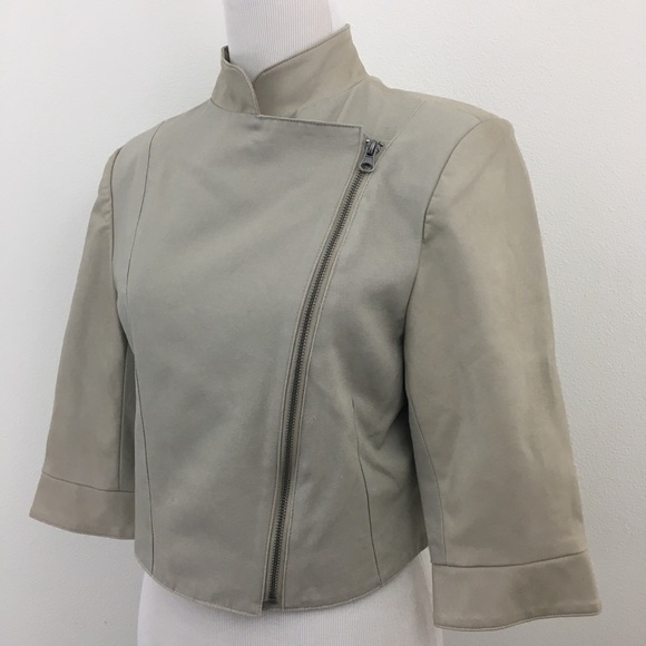 Moto Style Cropped Jacket 3/4 Sleeve - Picture 3 of 11